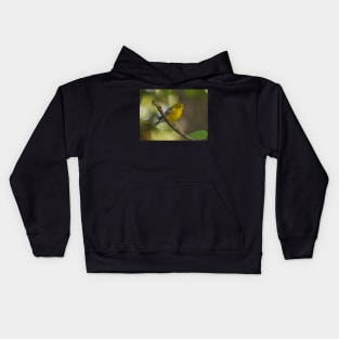 Pine warbler on a branch Kids Hoodie